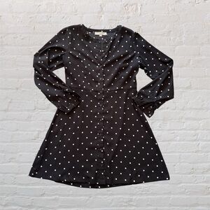 💕 Like 🆕 Ann Taylor Loft black and ivory polka down button down dress